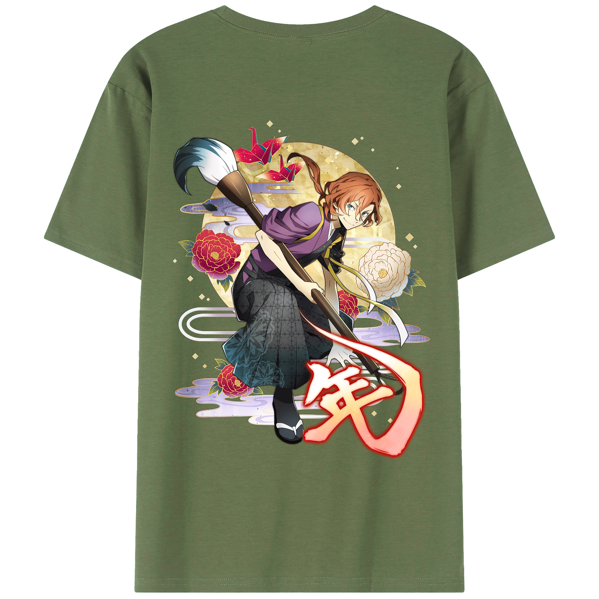 （画像用） 文豪ストレイドッグス Bungo Stray Dogs 綿100％ メンズ半袖Tシャツ（バックプリント） 通気性